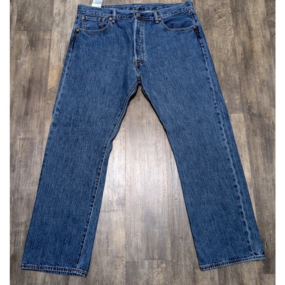 Levis 501 Original Fit Mens Jeans W38 L30 Medium‎ Wash Blue Straight Leg Button